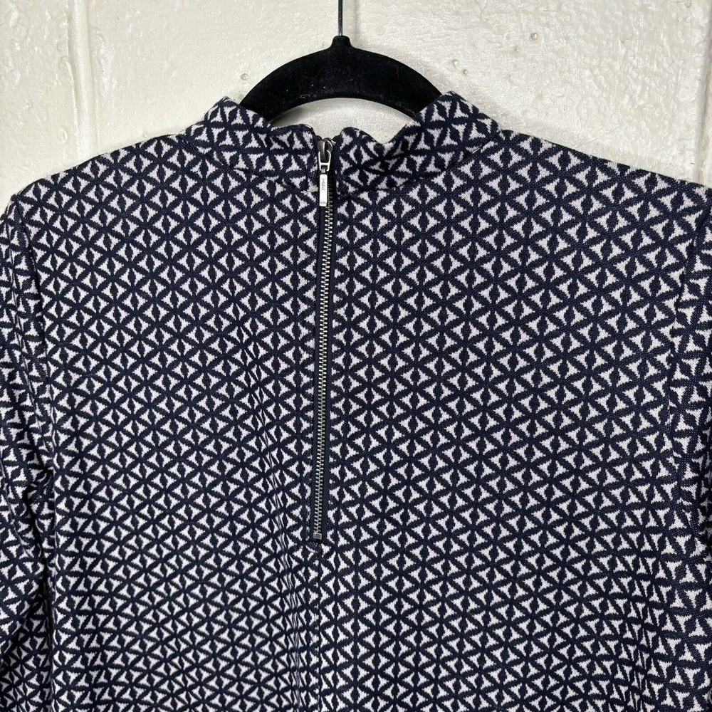 Tyler Boe Women's XS Tunic Sweater Mock Neck Blue Faux Leather Cuff Geometric - Picture 6 of 10
